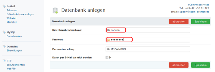 2 mysql datenbank anlegen